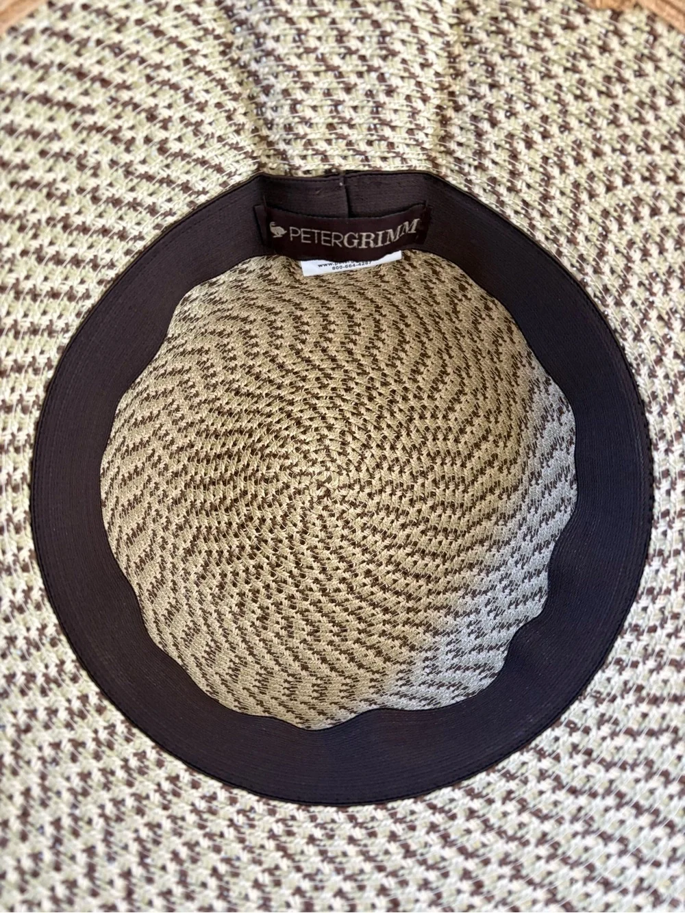 NWOT Peter Grimm Woven Paper Straw Sun Hat Wide Brim One Size Brown Natural
